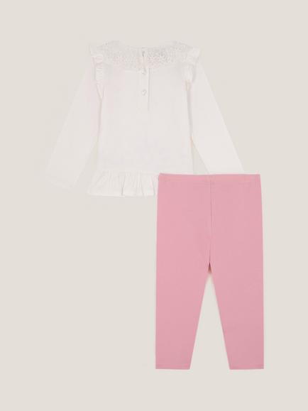Monsoon Baby Cotton Rich Heart Top and Leggings Set, Ivory - view 2, Ivory