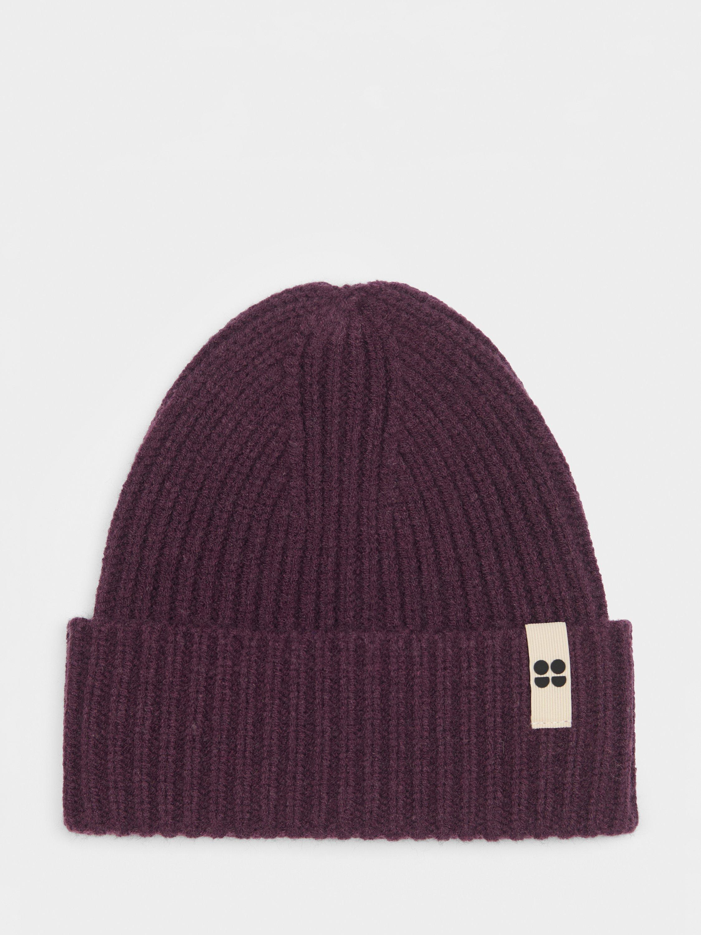 Product image 1 of 5, which shows Sweaty Betty Soft Cloud Knitted Beanie Hat, Neptune Purple, One Size