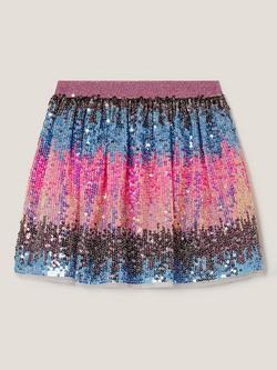 Monsoon Kids' Ombre Sequin Skirt, Multi - view 2, Multi