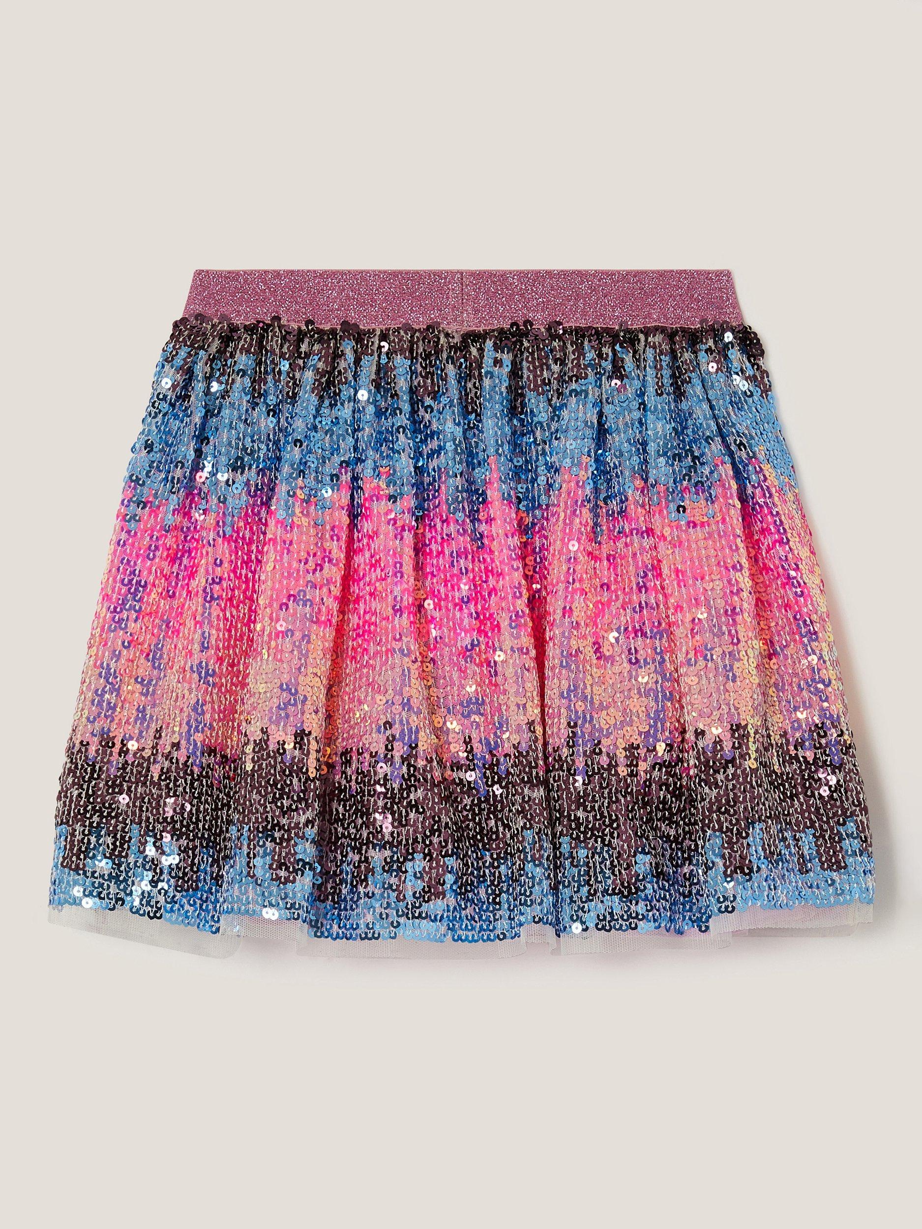 Product image 3 of 4, which shows Monsoon Kids' Ombre Sequin Skirt, Multi, 3-4 years
