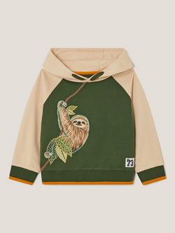 Monsoon Kids' Sloth Graphic Hoodie, Khaki, Khaki
