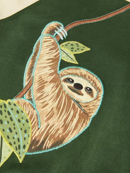 Monsoon Kids' Sloth Graphic Hoodie, Khaki - view 2, Khaki