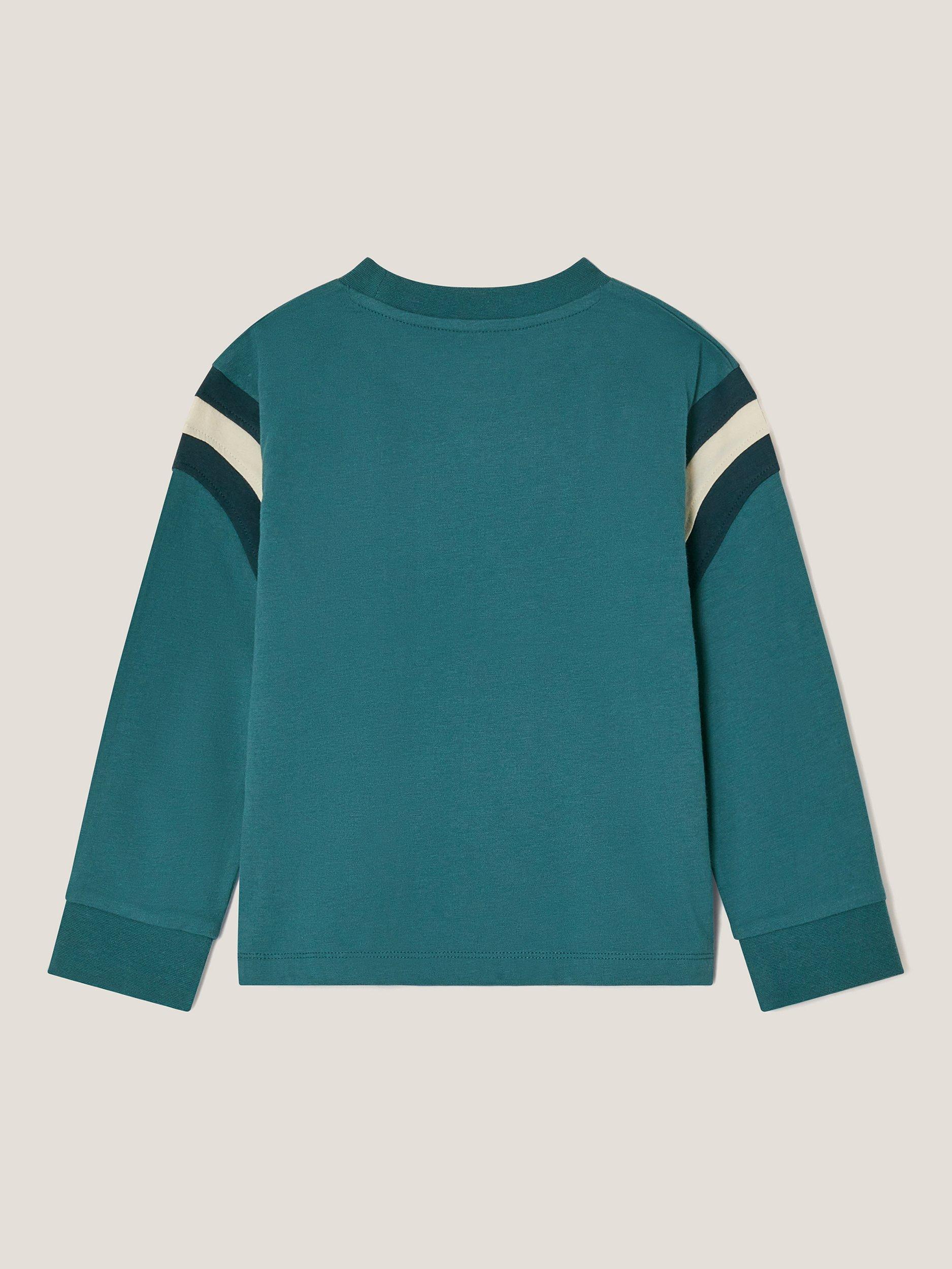 Product image 3 of 3, which shows Monsoon Kids' Tiger Logo Top, Blue, 3-4 years