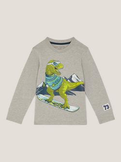 Monsoon Kids' Snowboard Dinosaur Top, Grey, Grey