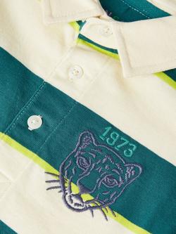 Monsoon Kids' Tiger Stripe Rugby Shirt, Green/Multi - view 2, Green/Multi