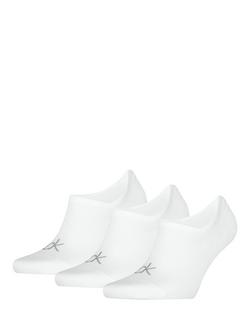 Calvin Klein Invisible Footie Socks, Pack of 3, White, White