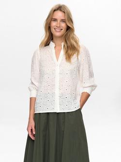 Numph Ela Embroidered Floral Shirt, White, White
