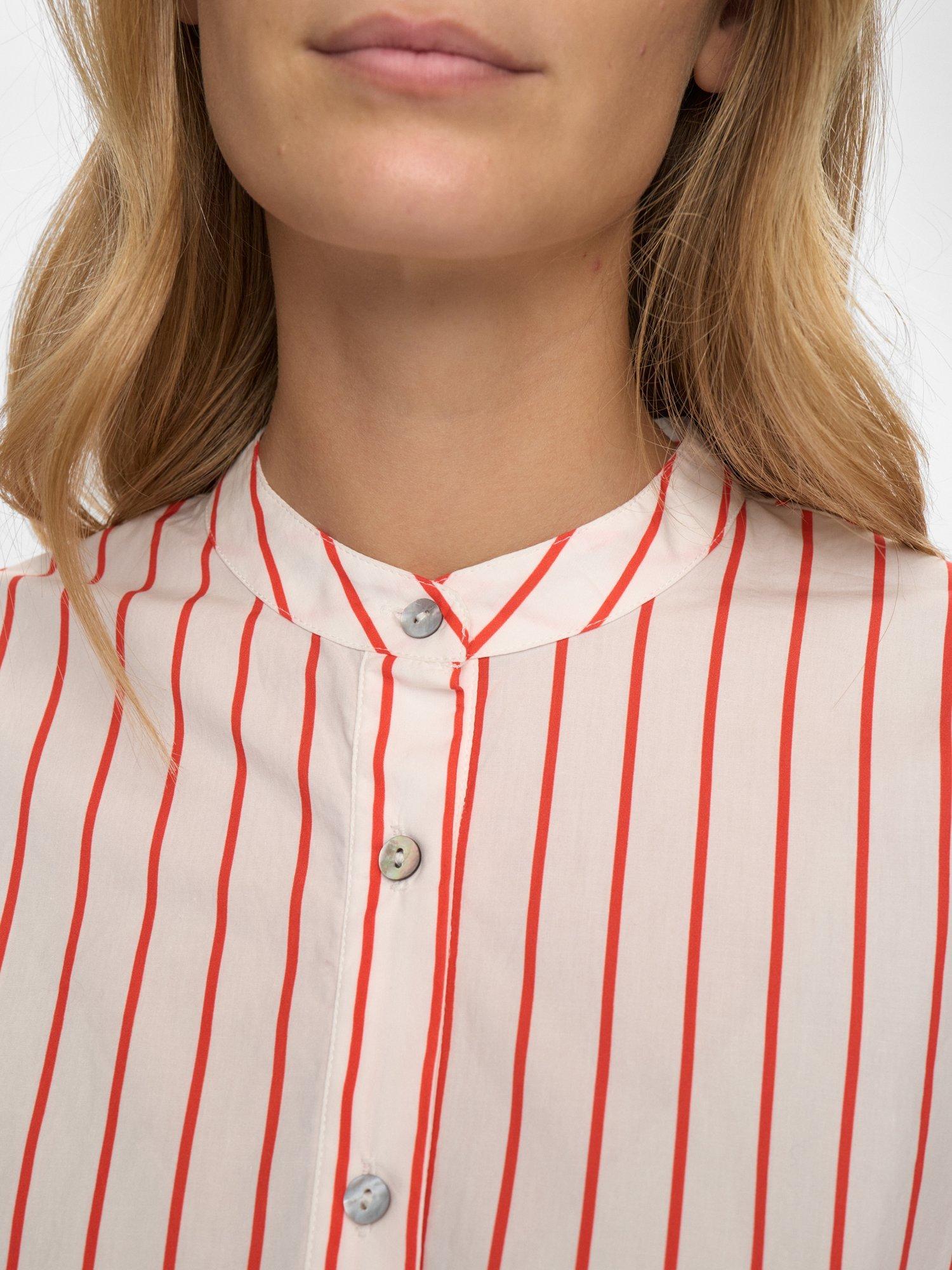 Product image 4 of 9, which shows Numph Nusoleima Embroidered Striped Cotton Shirt, Multi, 34