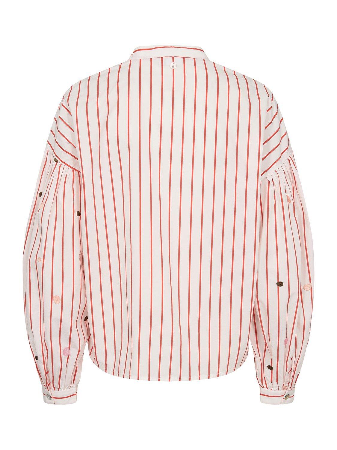 Product image 7 of 9, which shows Numph Nusoleima Embroidered Striped Cotton Shirt, Multi, 34