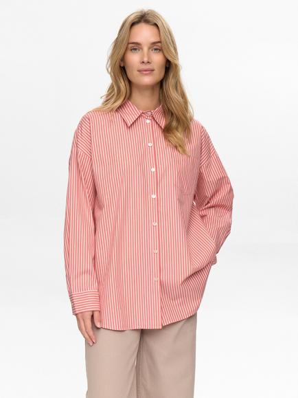 Numph Hailey Stripe Shirt, Pink/White, Pink/White