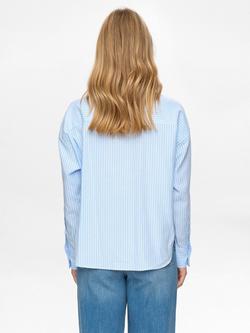 Numph Nuvalerie Floral Lace Striped Cotton Blend Shirt, Blue - view 2, Blue