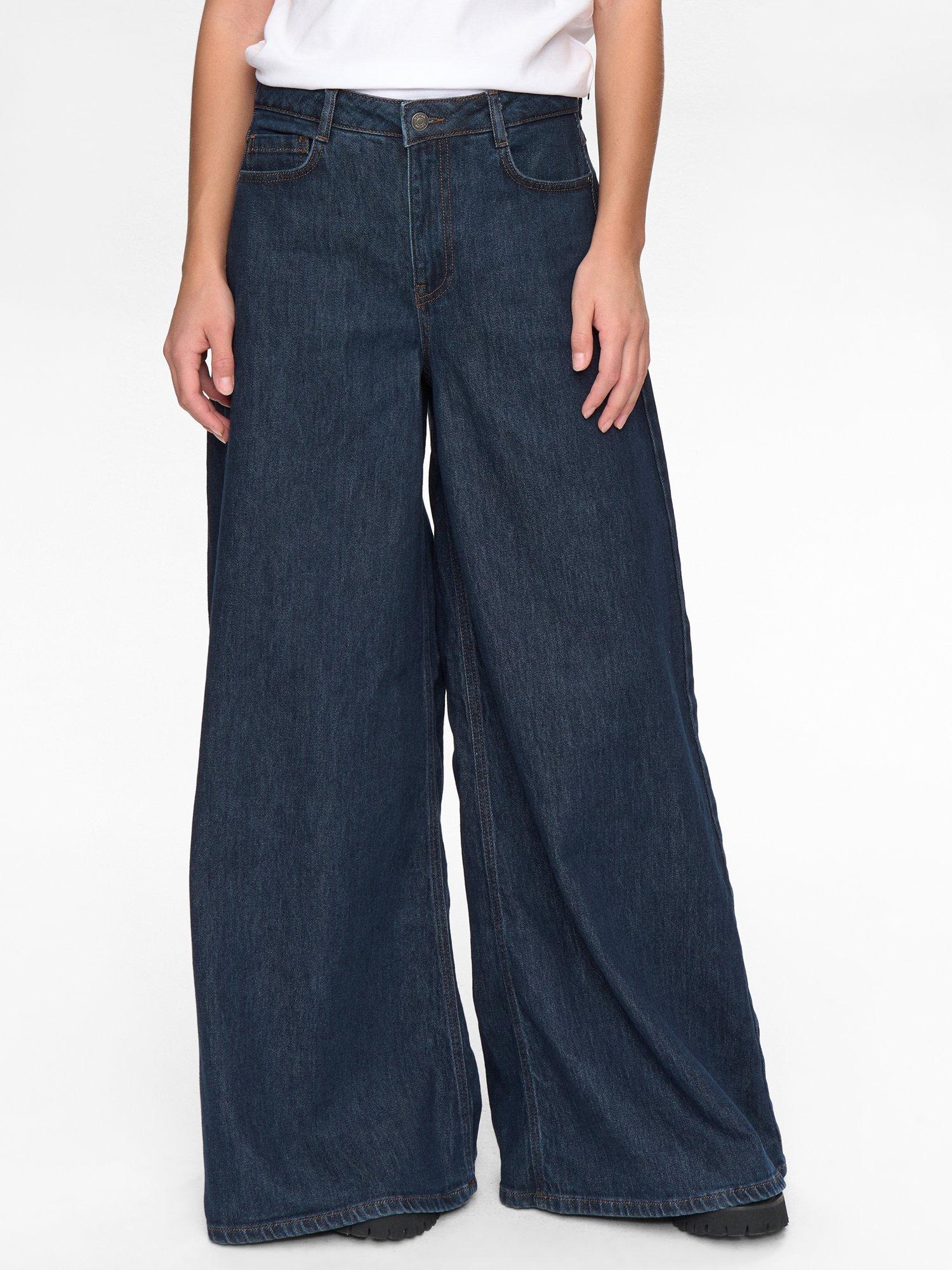 Product image 1 of 9, which shows Numph Nuvenice Wide Leg Jeans, Dark Blue, 34