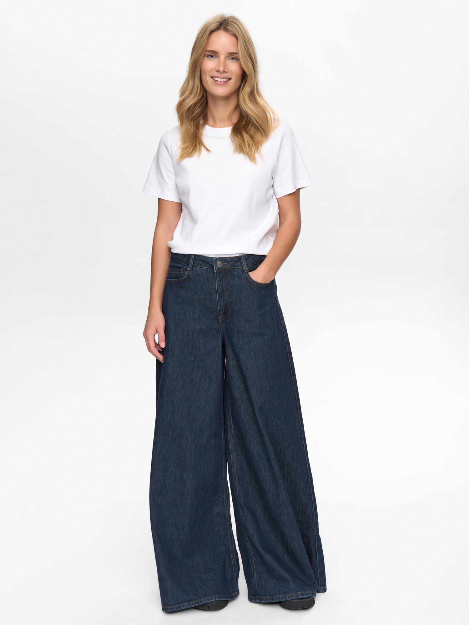 Product image 3 of 9, which shows Numph Nuvenice Wide Leg Jeans, Dark Blue, 34