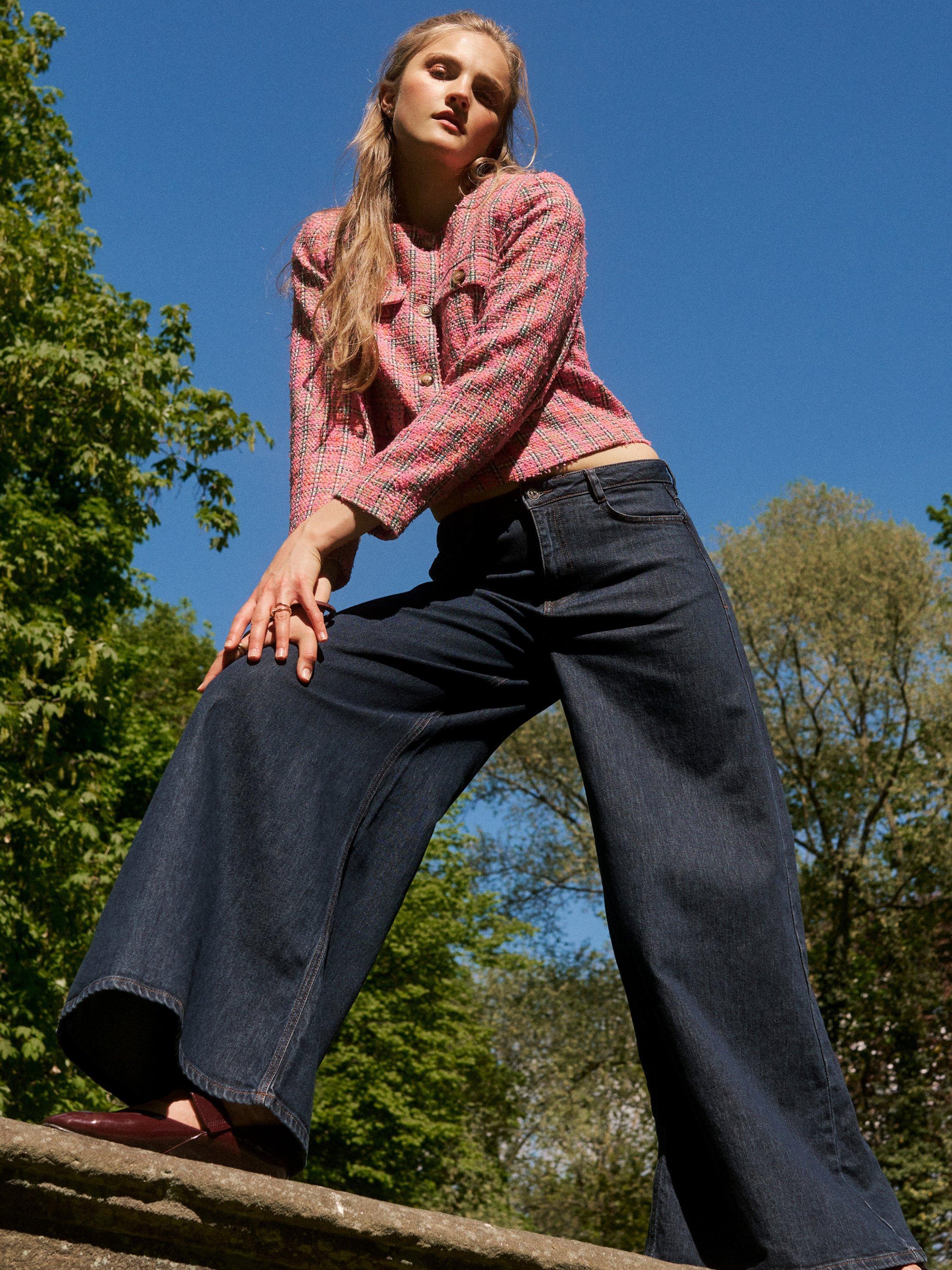 Product image 8 of 9, which shows Numph Nuvenice Wide Leg Jeans, Dark Blue, 34