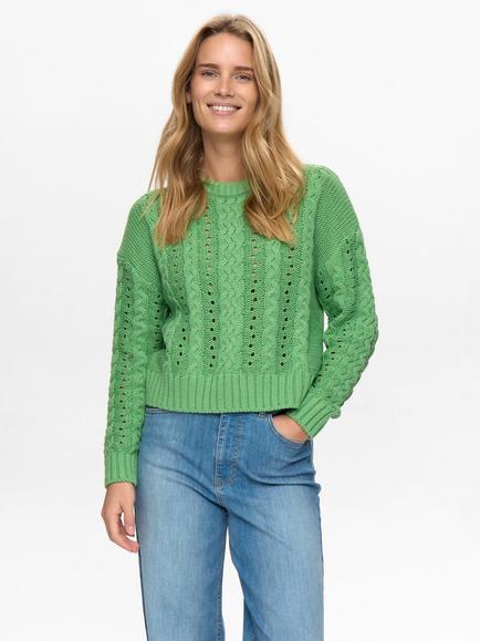 Numph Emi Cable Knit Jumper, Green, Green