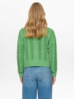 Numph Emi Cable Knit Jumper, Green - view 2, Green