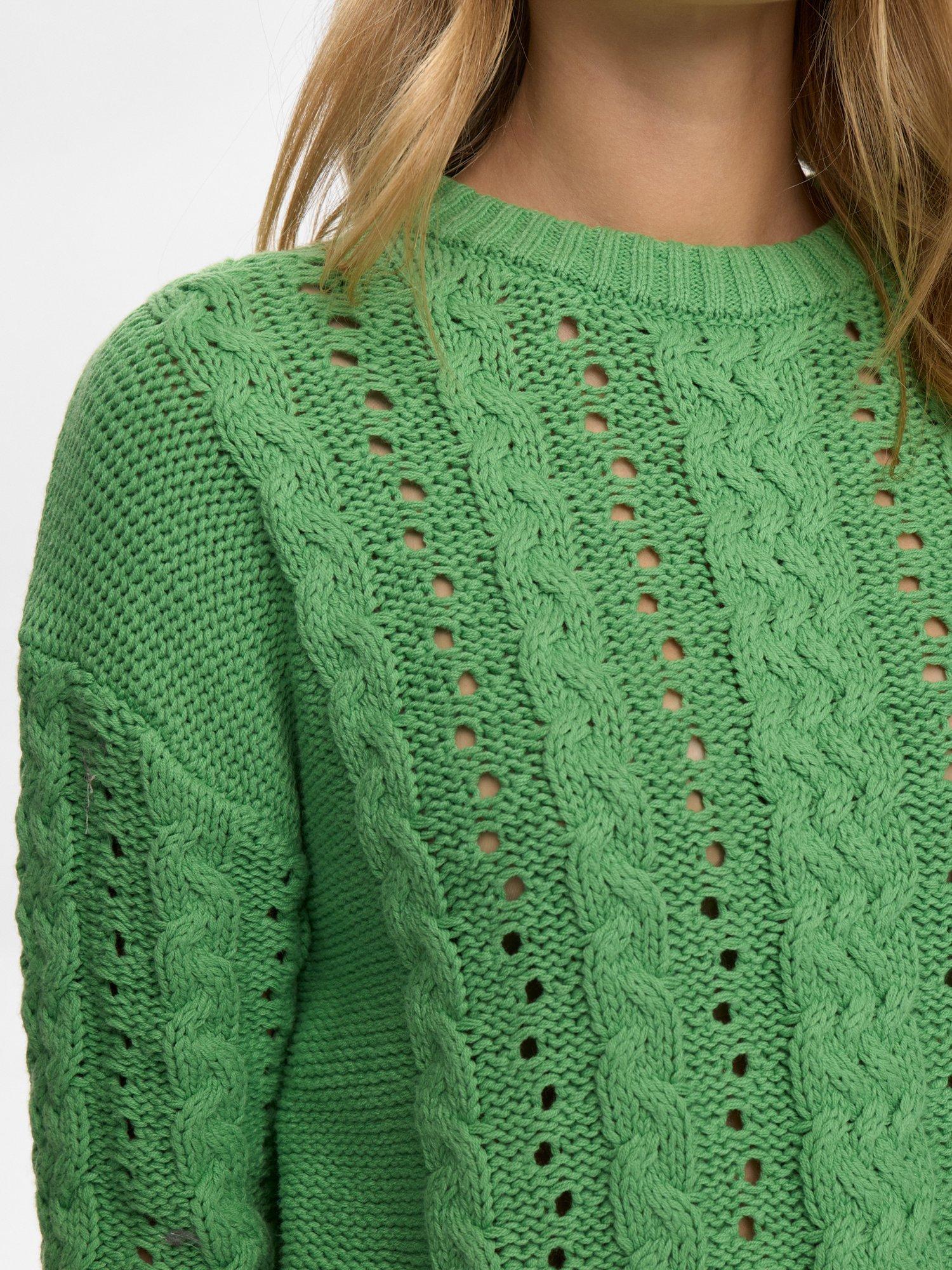 Product image 4 of 7, which shows Numph Emi Cable Knit Jumper, Green, XS