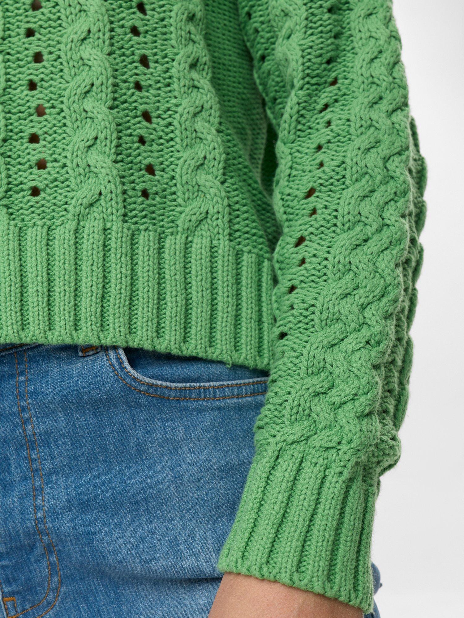 Product image 5 of 7, which shows Numph Emi Cable Knit Jumper, Green, XS