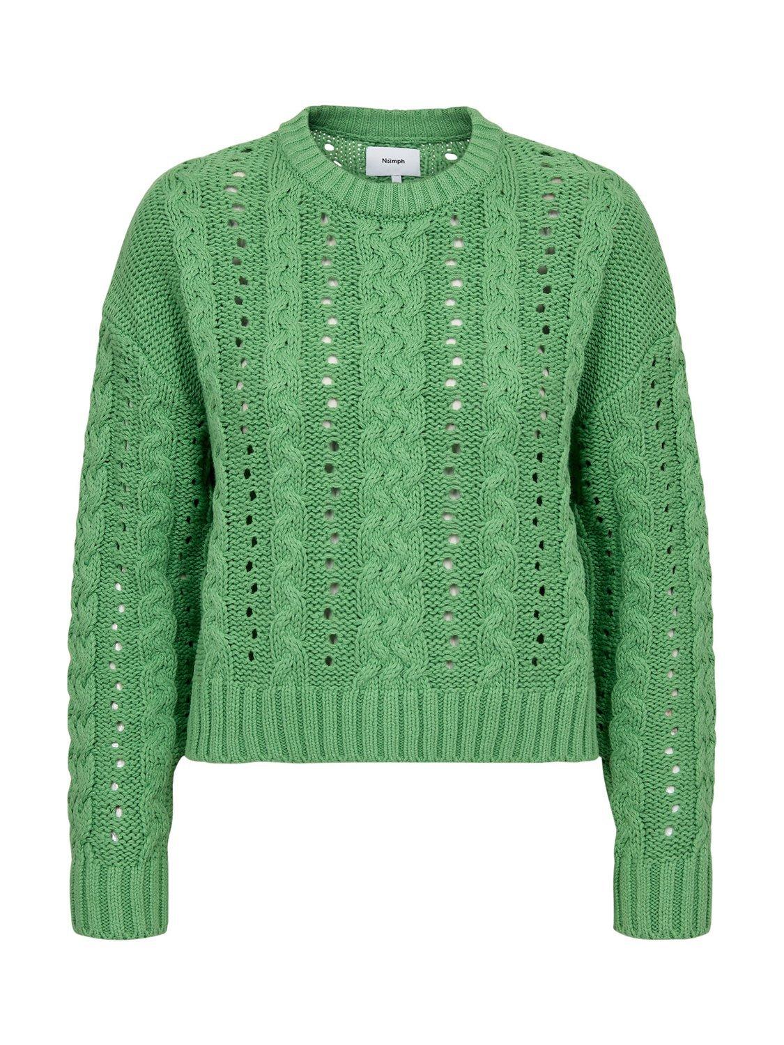 Product image 6 of 7, which shows Numph Emi Cable Knit Jumper, Green, XS
