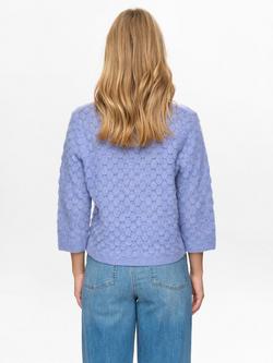 Numph Riette Leaf Pointelle Knit Wool Rich Jumper, Light Blue - view 2, Light Blue