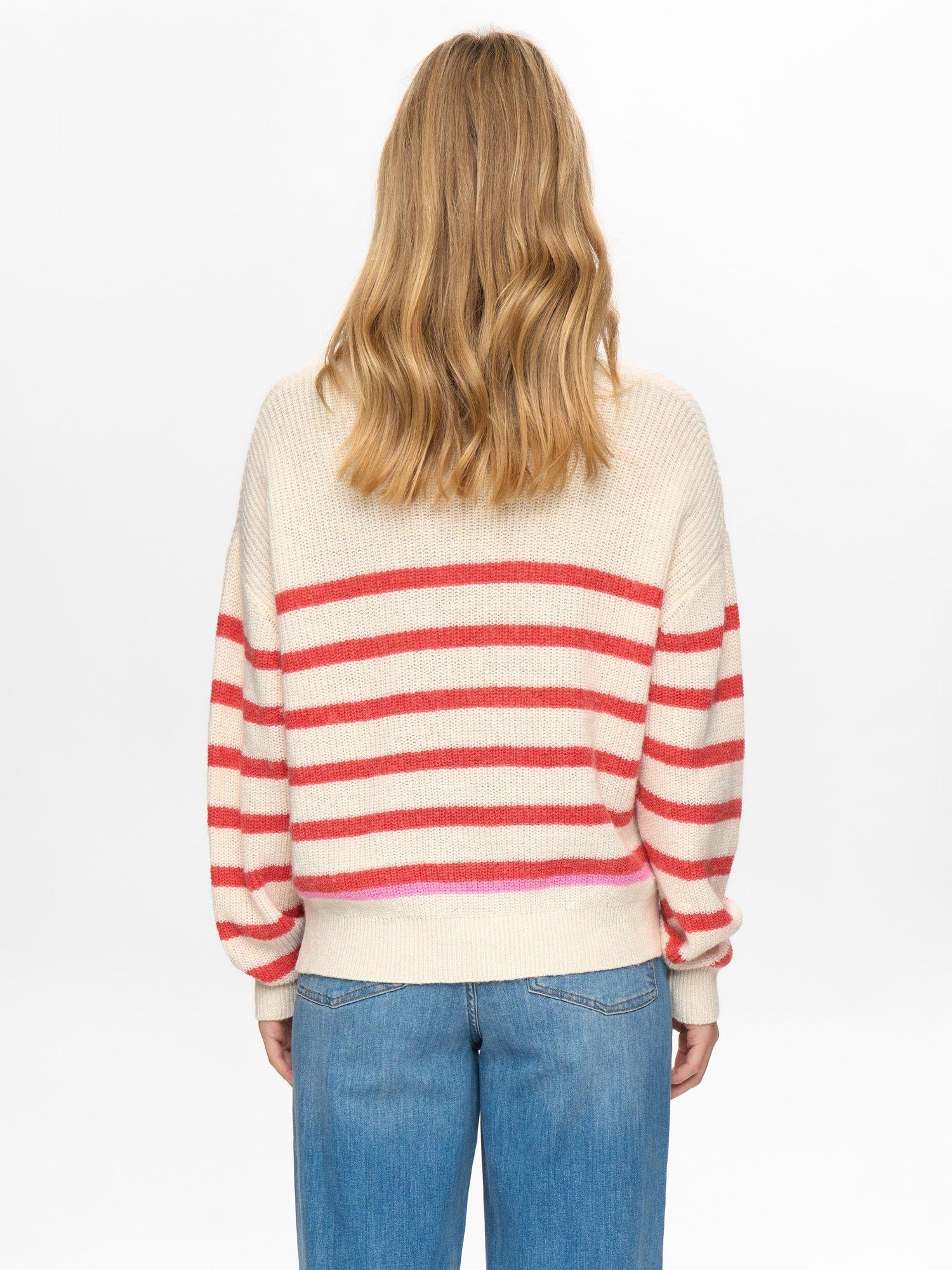 Product image 2 of 7, which shows Numph Nuvinette Striped Knit Jumper with Wool, White/Red, XS