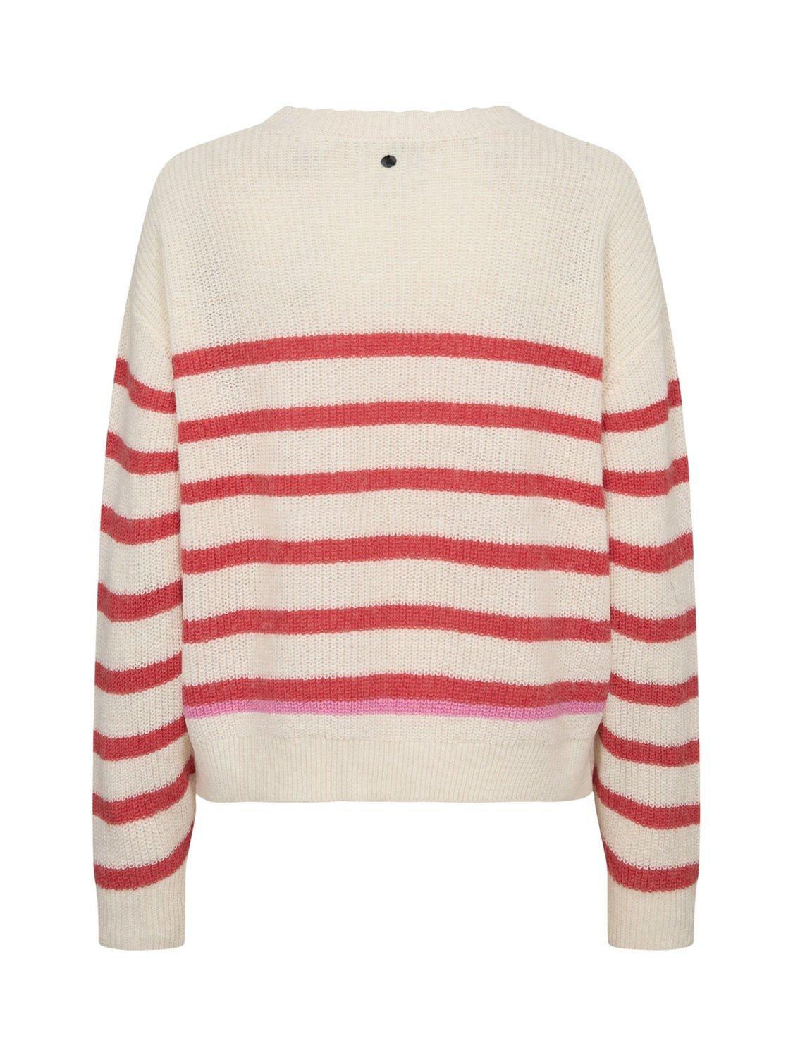 Product image 7 of 7, which shows Numph Nuvinette Striped Knit Jumper with Wool, White/Red, XS