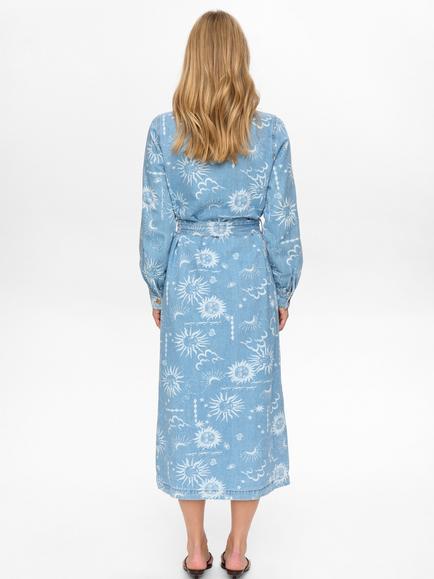Numph Giselly Graphic Denim Dress, Light Blue/White - view 2, Light Blue/White