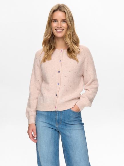 Numph Nurietto Pointelle Knit Cardigan, Light Pink, Light Pink