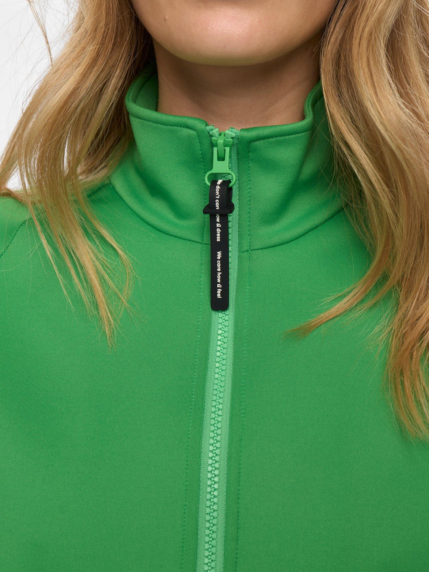Product image 4 of 9, which shows Numph Nusenada Funnel Neck Zip Through Sweatshirt, Green, XS