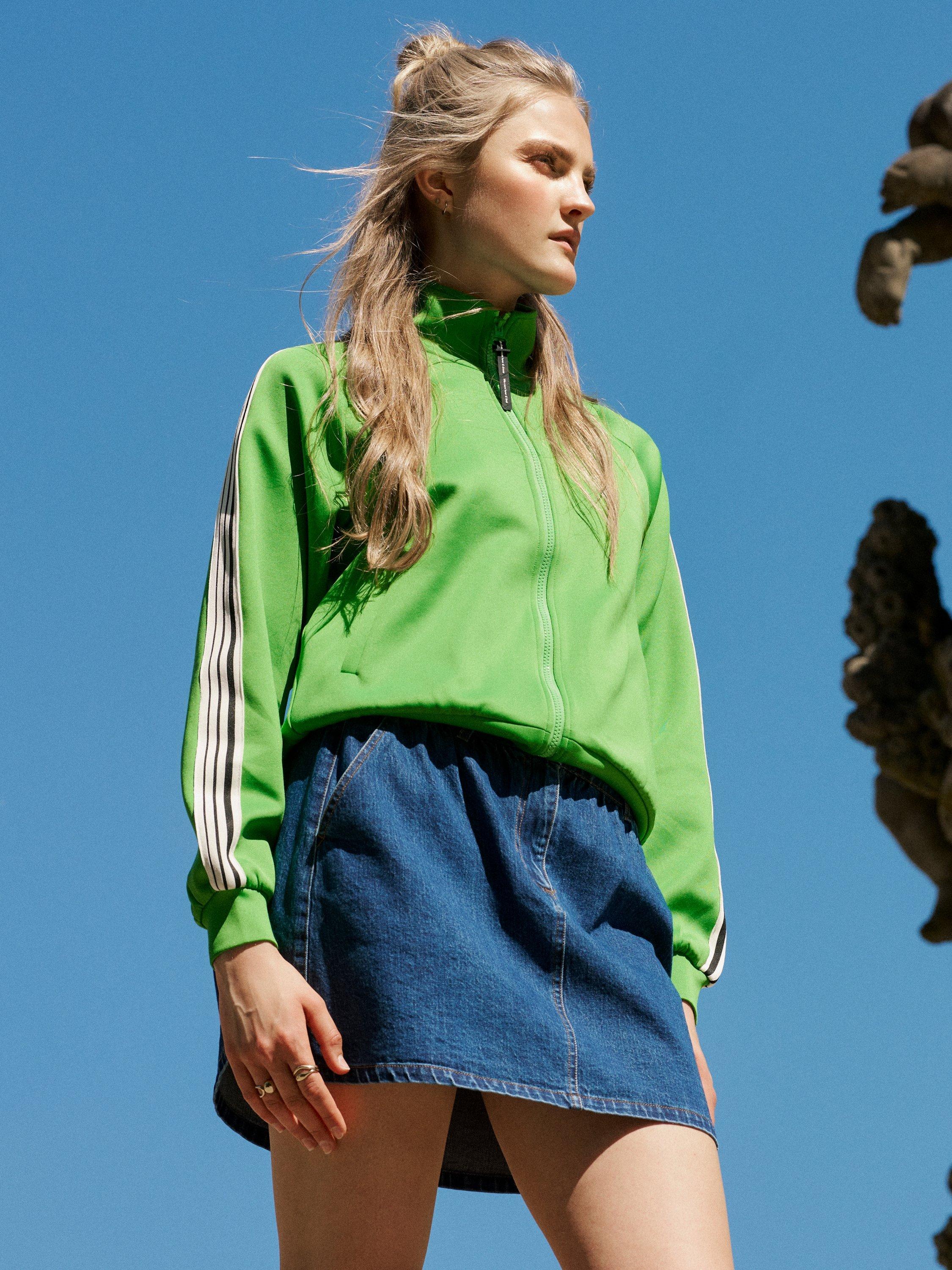 Product image 8 of 9, which shows Numph Nusenada Funnel Neck Zip Through Sweatshirt, Green, XS