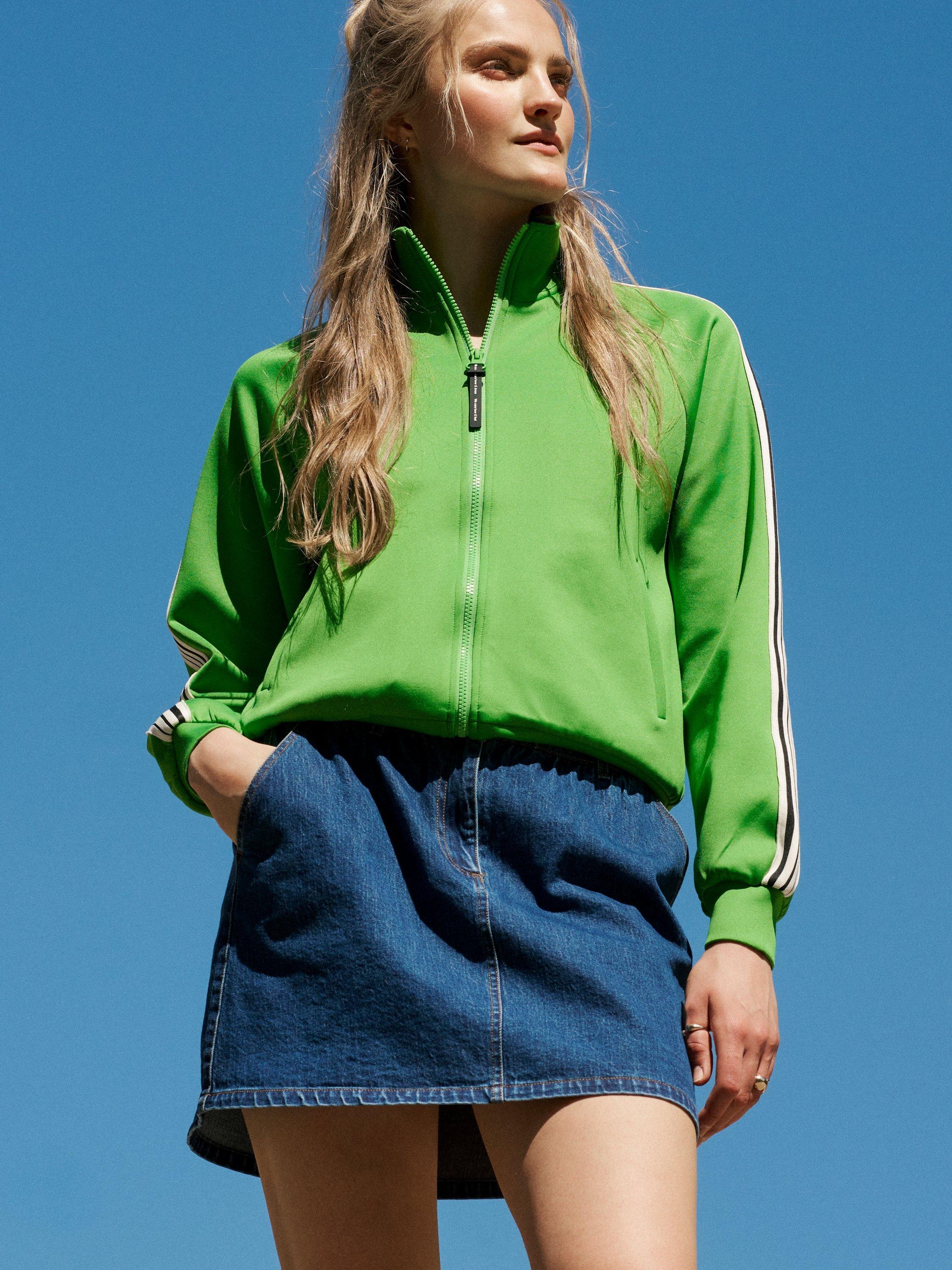 Product image 9 of 9, which shows Numph Nusenada Funnel Neck Zip Through Sweatshirt, Green, XS