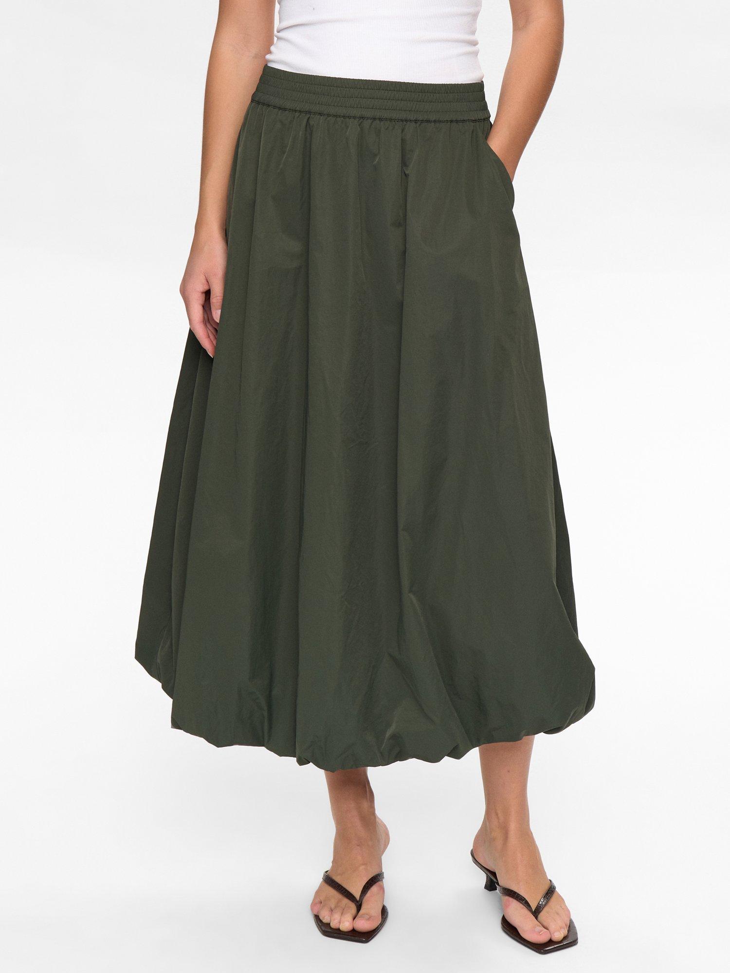 Product image 1 of 8, which shows Numph Frankie Bali Midi Skirt, Khaki, 34