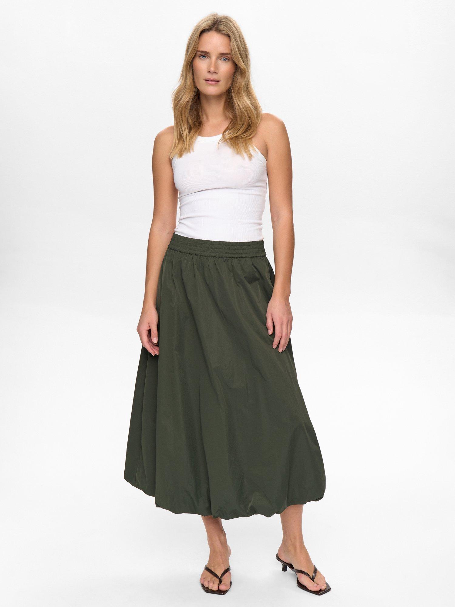 Product image 3 of 8, which shows Numph Frankie Bali Midi Skirt, Khaki, 34