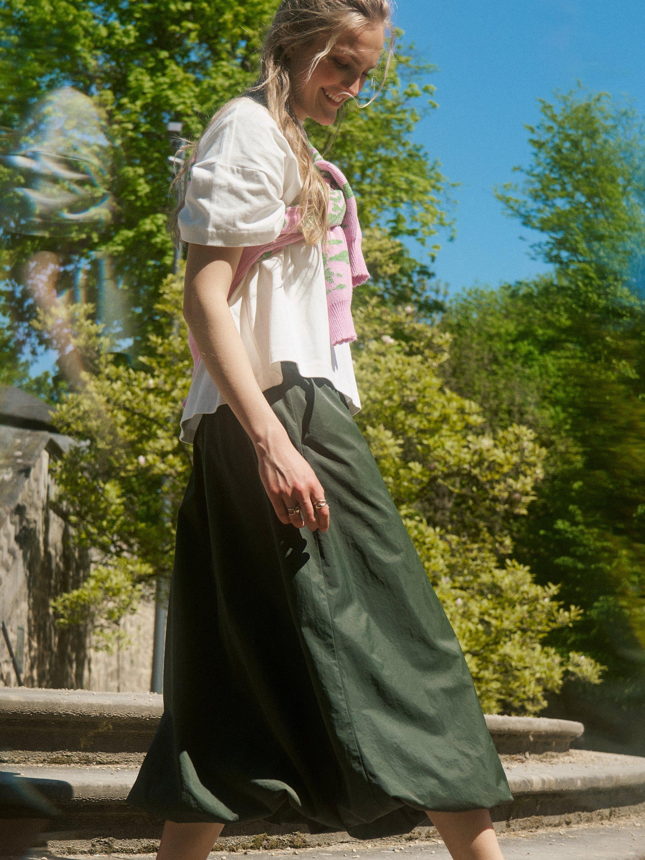 Product image 8 of 8, which shows Numph Frankie Bali Midi Skirt, Khaki, 34