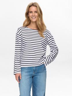 Numph Hira Stripe Top, White/Blue, White/Blue