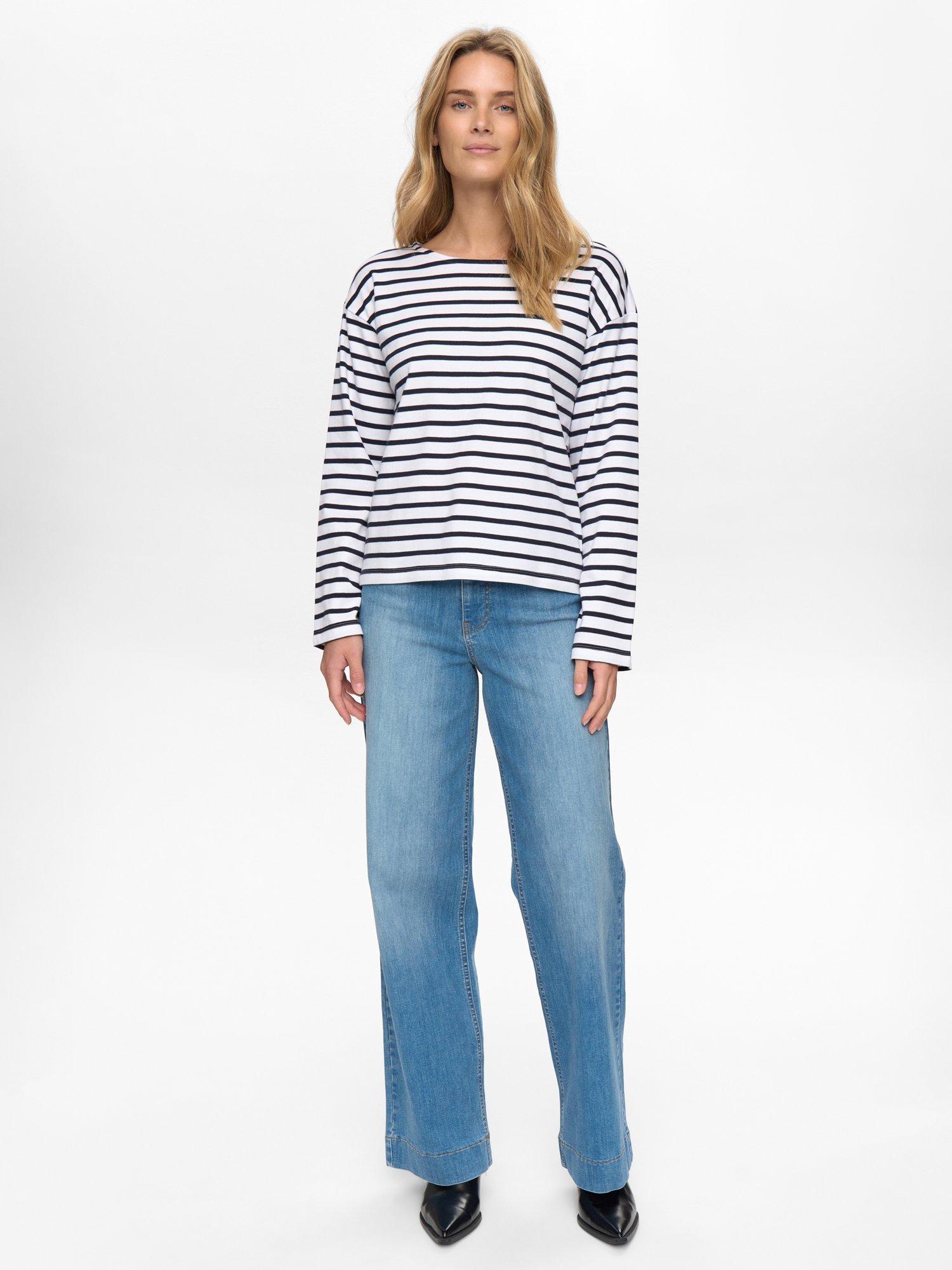 Product image 3 of 7, which shows Numph Hira Stripe Top, White/Blue, XS