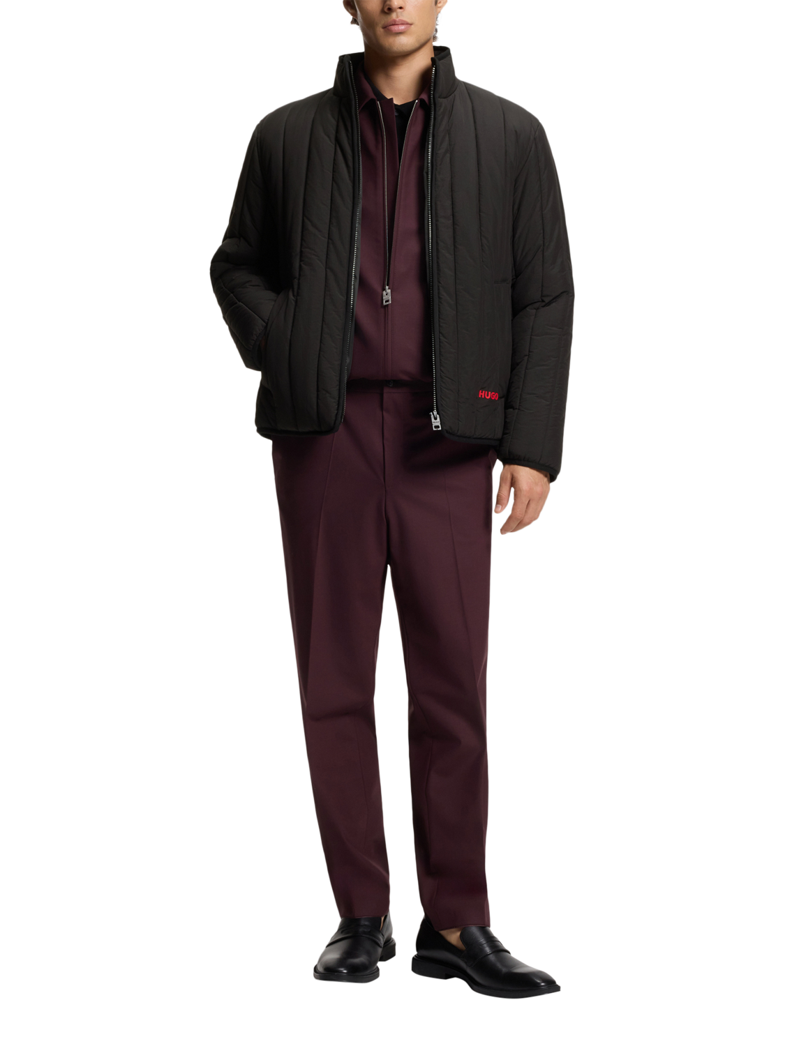 Product image 3 of 6, which shows HUGO BOSS HUGO Quilted Puffer Jacket, Black, M