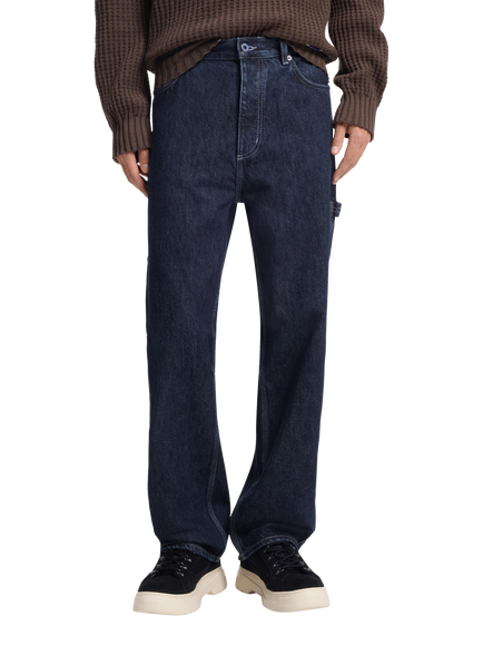HUGO BOSS BOSS Carpenter Mid Rise Straight Jeans, Dark Blue, Dark Blue