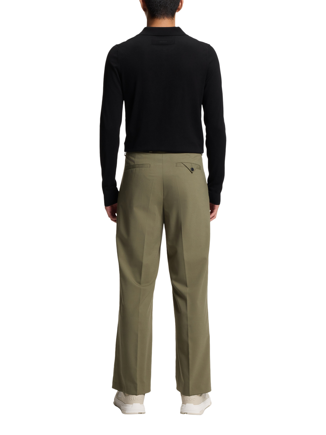 Product image 2 of 3, which shows BOSS Long Sleeve Knit Polo Top, Black, M