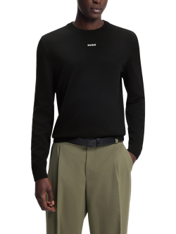 BOSS Slim Fit Ribbed Crew Neck Jumper, Black, Black