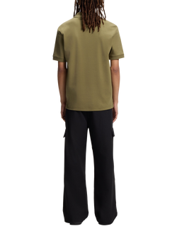 BOSS Cotton Regular Fit Zip-Neck Pique Polo Shirt, Mid Green - view 2, Mid Green