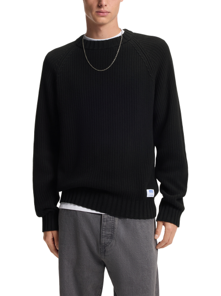 HUGO BOSS HUGO Sonnee Crew Neck Cotton Jumper, Black, Black