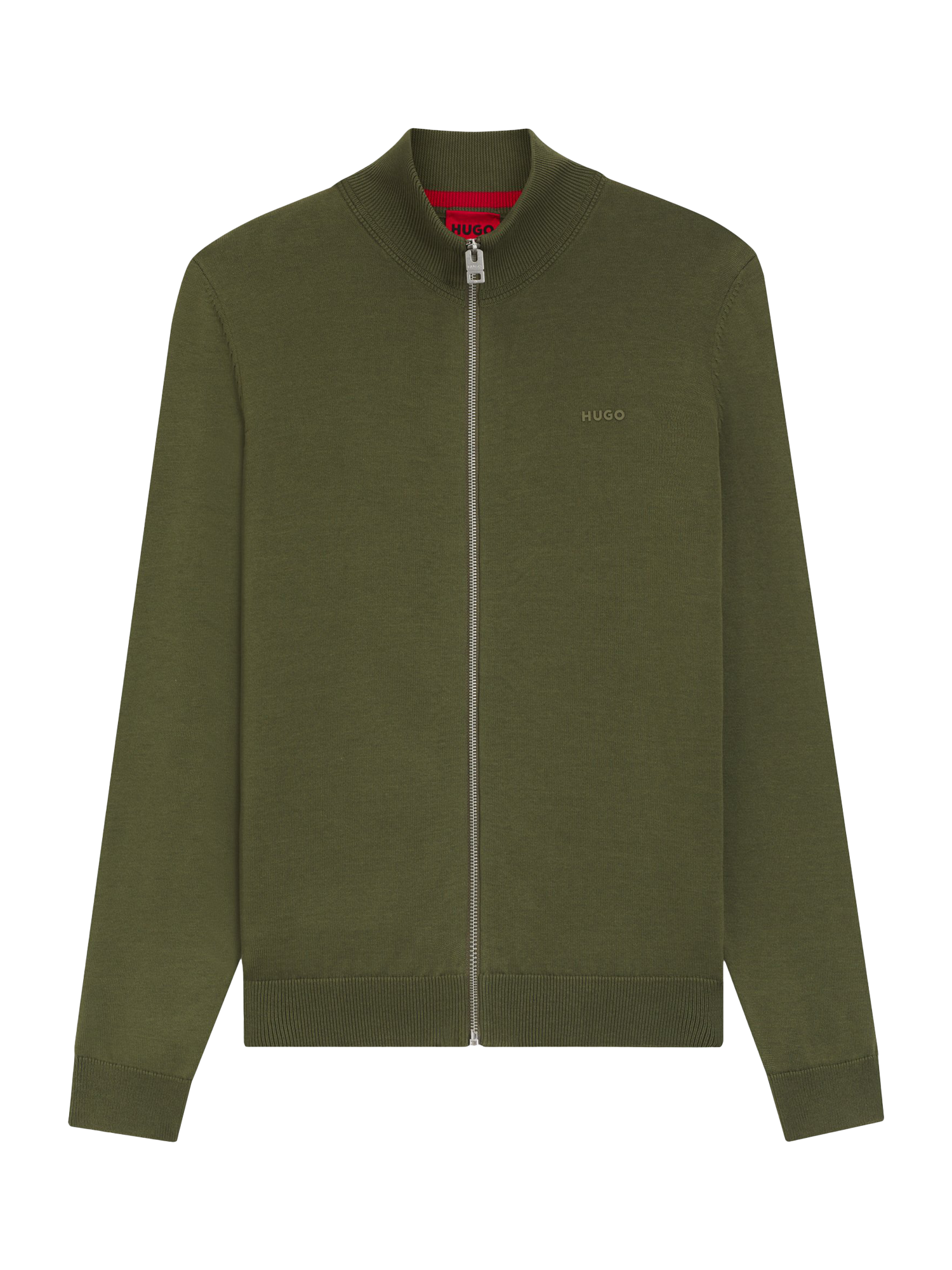 Product image 3 of 3, which shows BOSS Fine Knit Full-Zip Track Jacket, Open Green, L