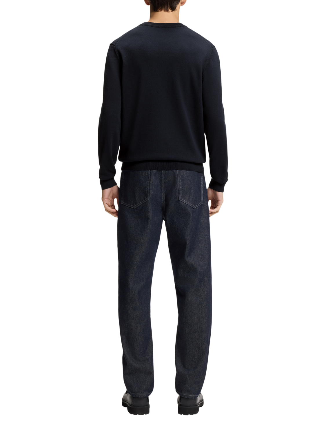 Product image 2 of 5, which shows HUGO BOSS BOSS Slim Fit Cotton Jumper, Navy, L