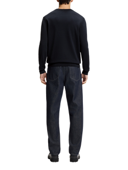 HUGO BOSS BOSS Slim Fit Cotton Jumper, Navy - view 2, Navy