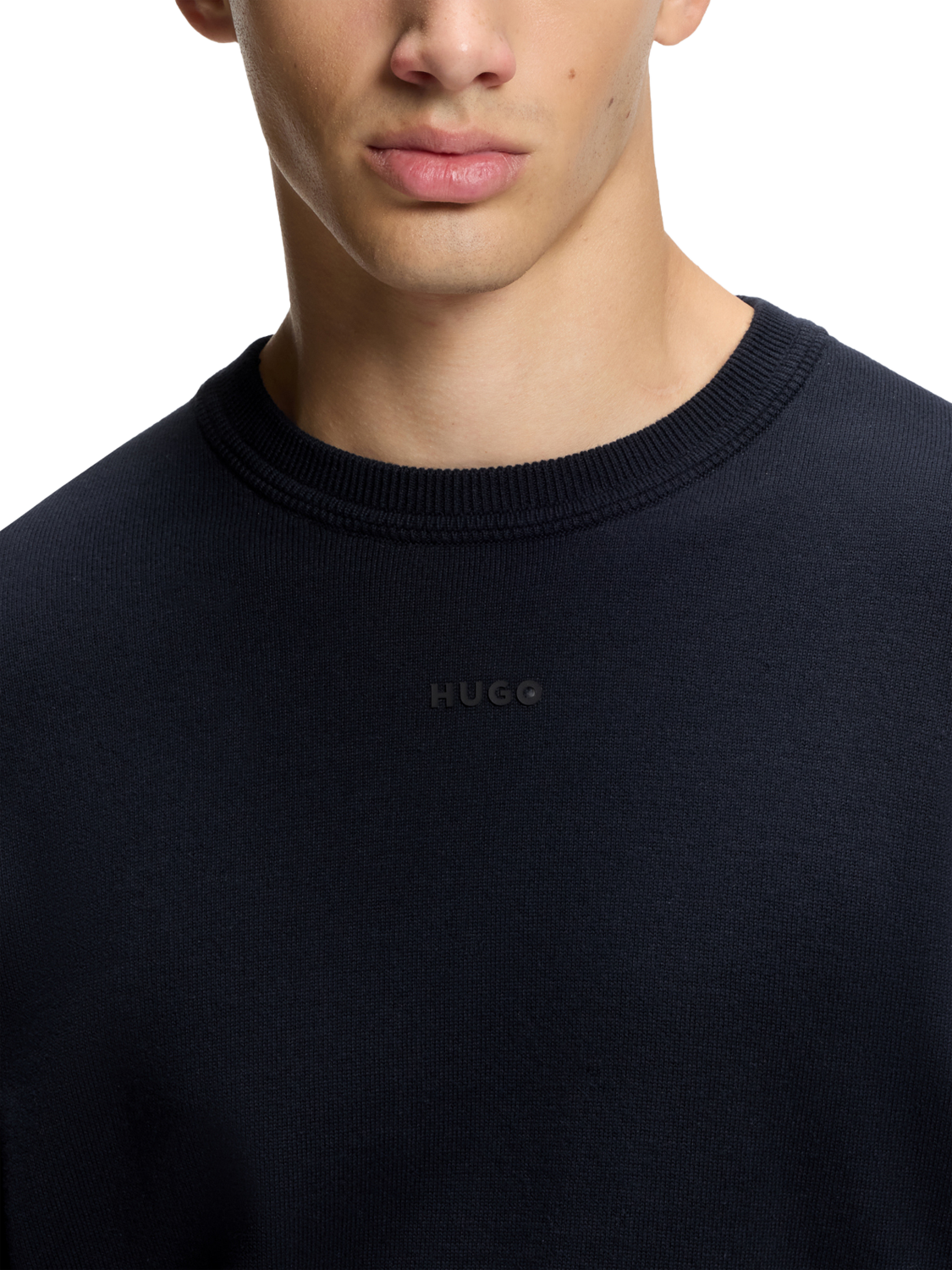 Product image 5 of 5, which shows HUGO BOSS BOSS Slim Fit Cotton Jumper, Navy, L