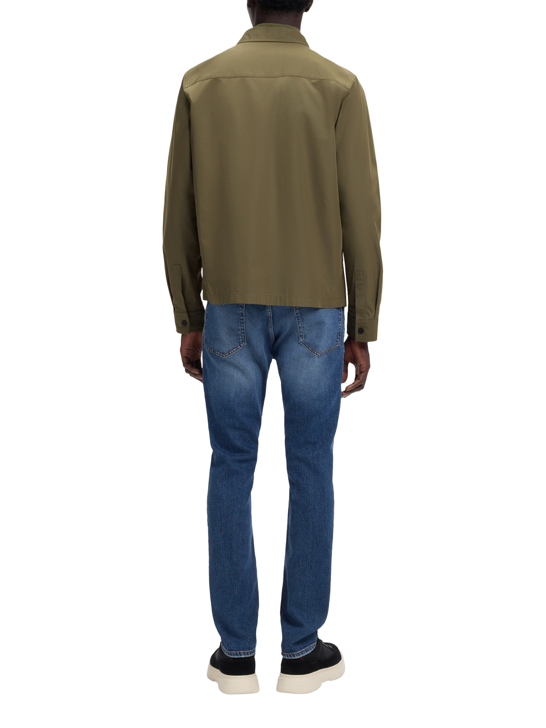 Product image 2 of 6, which shows HUGO BOSS HUGO Evalom Zip Front Cotton Blend Overshirt, Mid Green, L