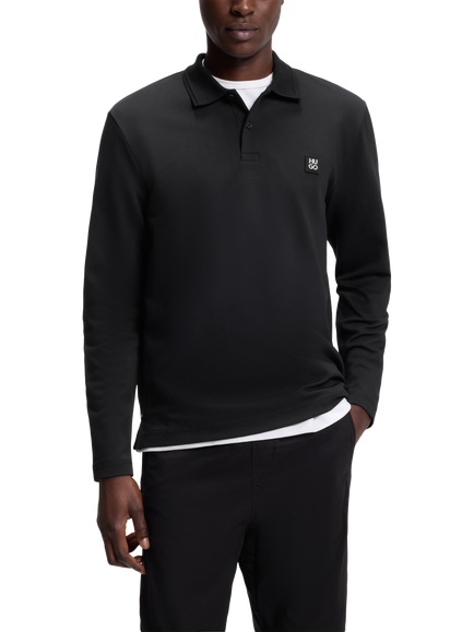 BOSS Cotton Blend Regular Fit Short Sleeve Interlock Polo Shirt, Black, Black