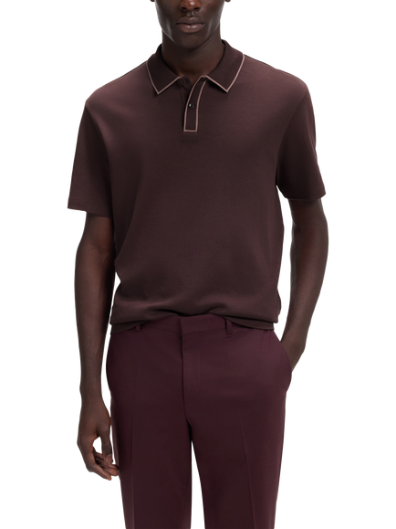 HUGO BOSS HUGO Dalumo Cotton Polo Shirt, Brown/Multi, Brown/Multi