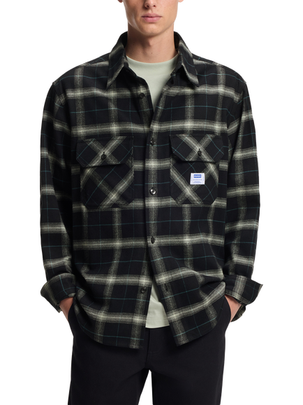BOSS Cotton Check Shirt, Black, Black